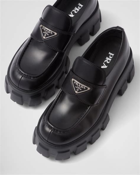 prada black crystal loafers|prada monolith loafer.